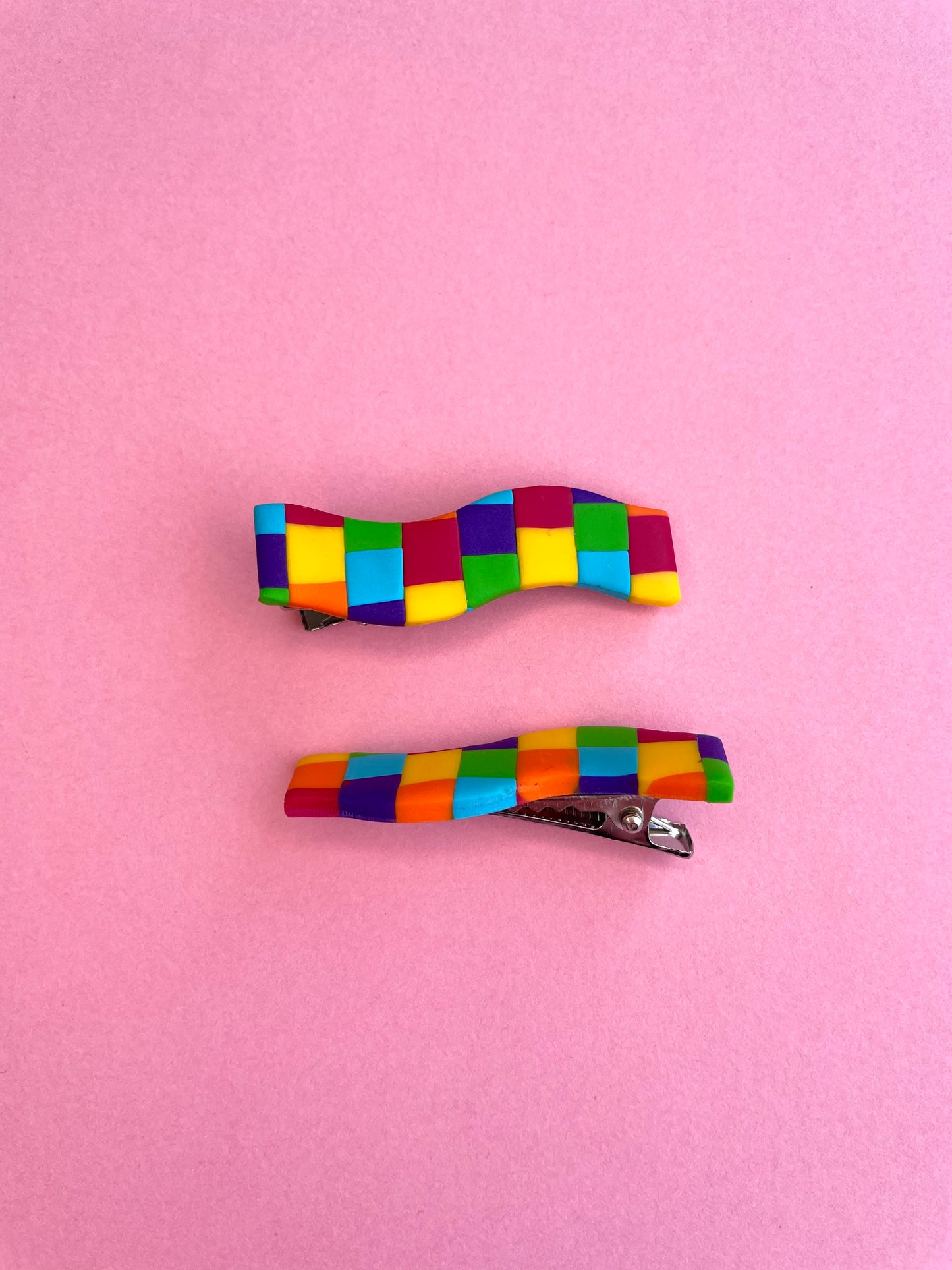 PRIDE Rainbow Checkerboard Hair Clip