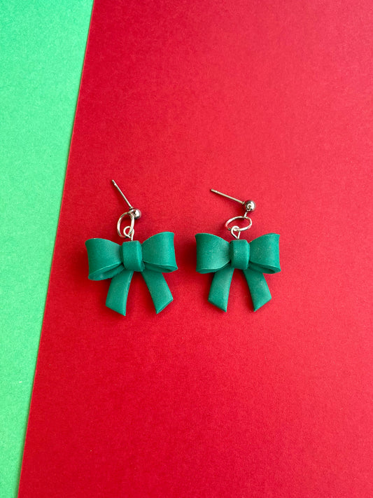 Christmas Emerald Green Bow Dangles