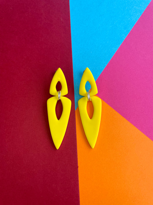 Lemon Yellow Dagger Dangle Earrings