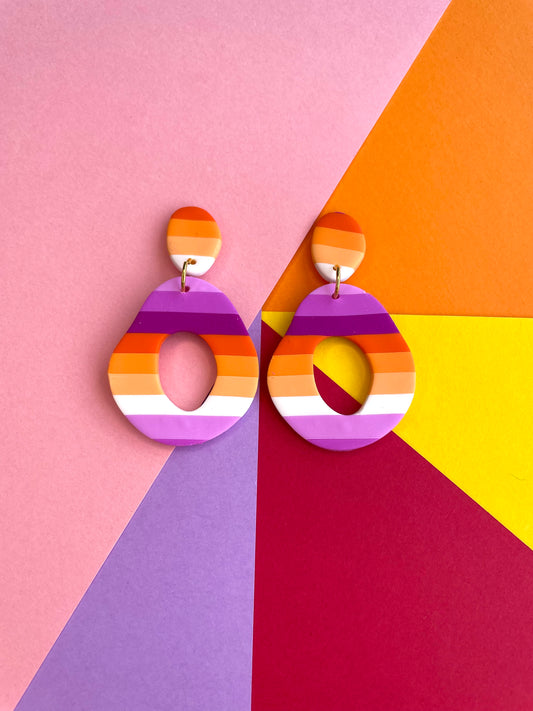 PRIDE Lesbian Flag Groovy Earrings