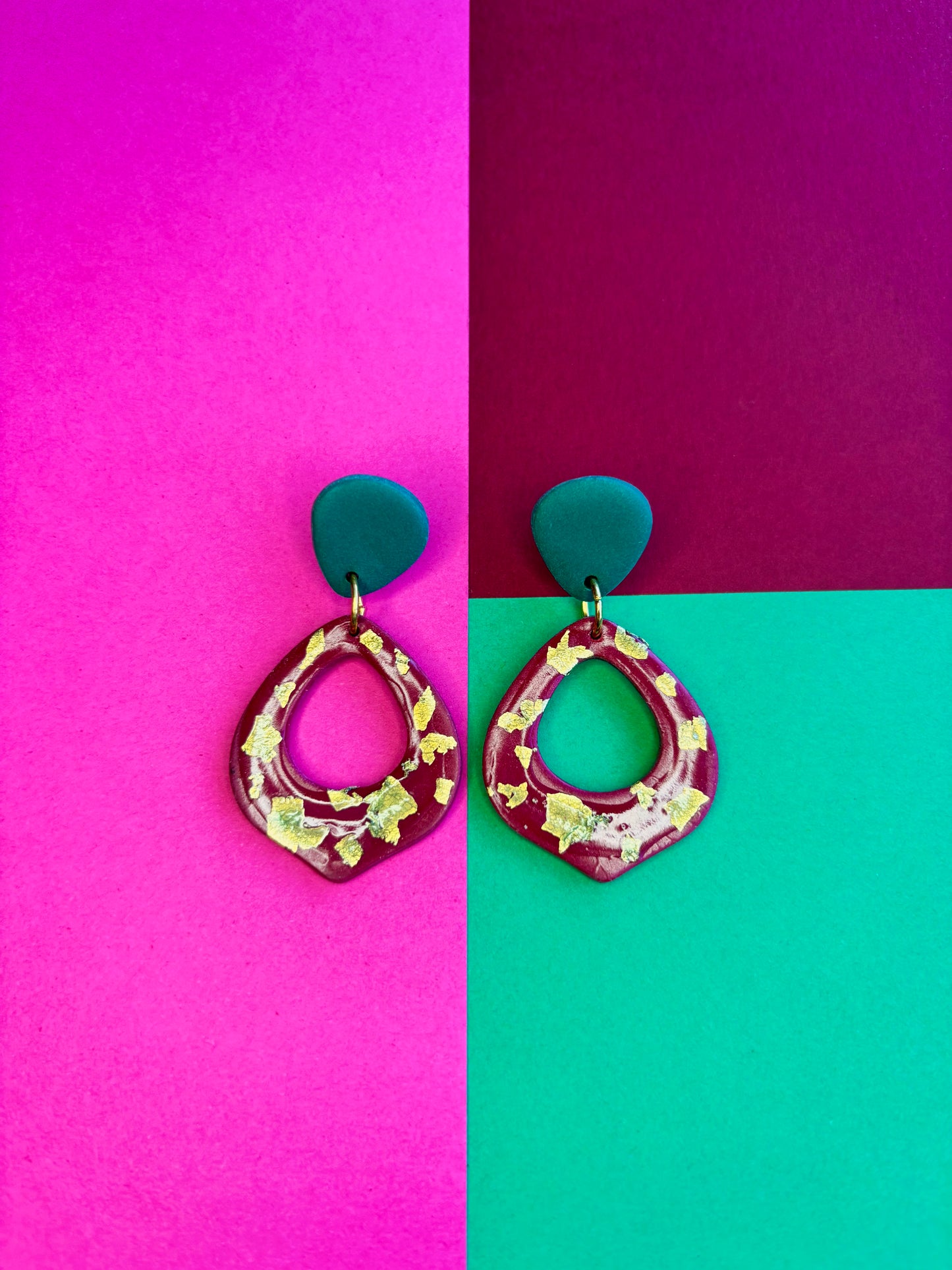 Red and Green Gold Sparkly Dangles