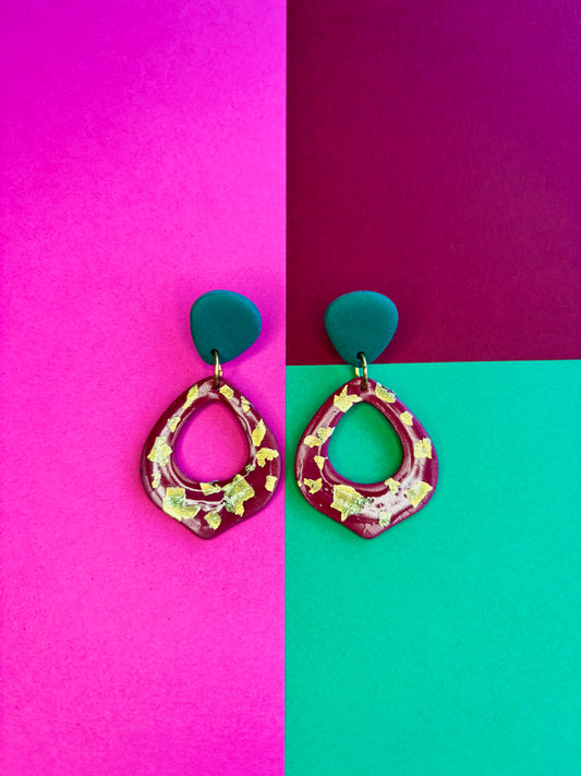 Red and Green Gold Sparkly Dangles