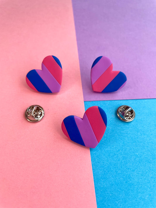 PRIDE Bisexual Flag Heart Pin