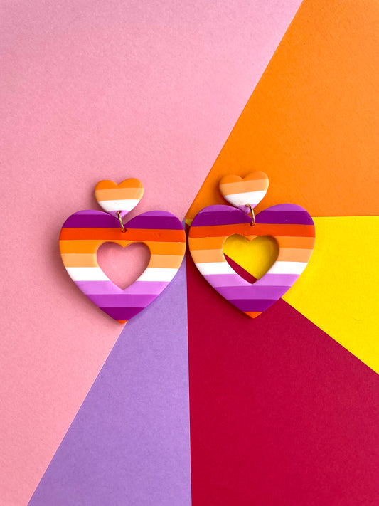 PRIDE Lesbian Flag Heart Earrings