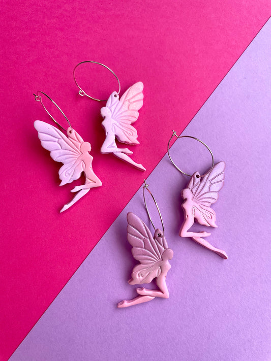 Sparkly Pink/Purple Fairy Earrings