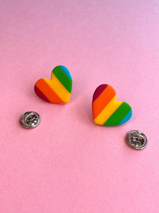 PRIDE Rainbow Flag Heart Pin