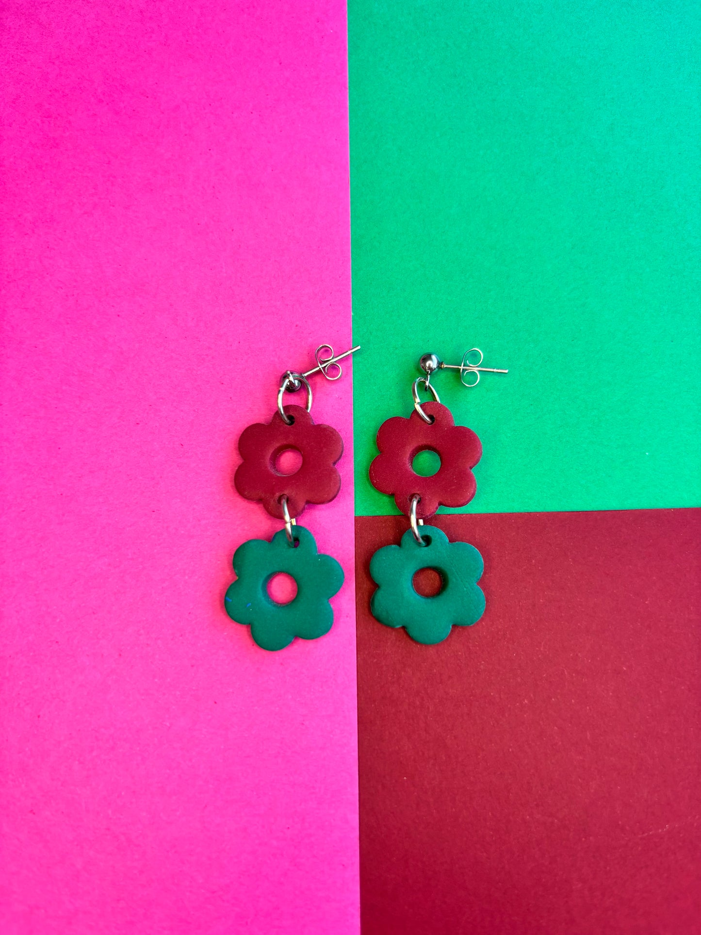 Two Tone Dainty Flower Earrings