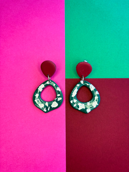 Green and Red Gold Sparkly Dangles