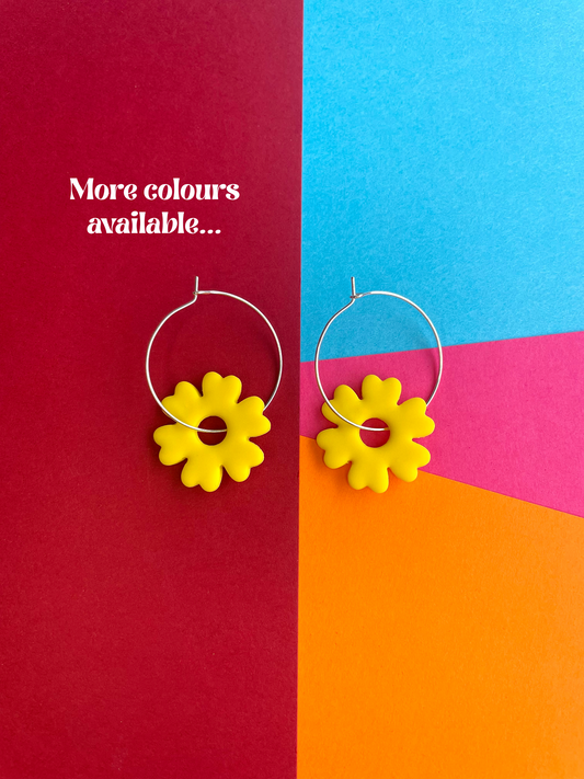 Colourful Flower Hoop Earrings